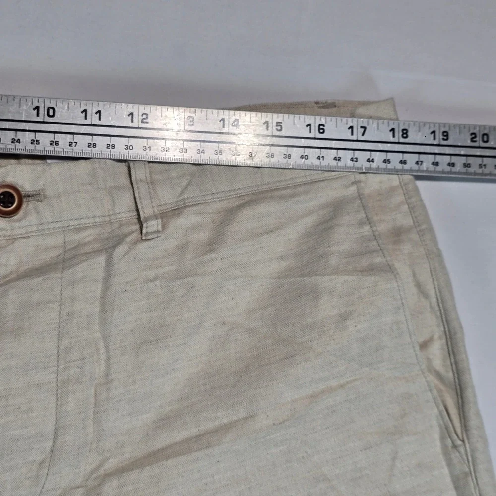 Gap‎ Mens 34 Stone Beige Linen Cotton Blend 10 Inch Inseam Shorts 228590-00